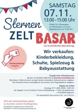 Sternenzelt Basar in Evangelisches Familienzentrum Sternenzelt