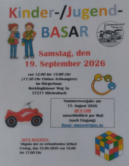 Kinder-/Jugend-Dorfgemeinschafts-Basar in Bürgerhaus
