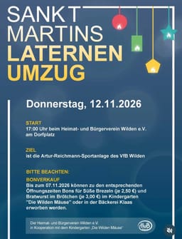 Sankt Martins Laternenumzug in VfB Wilden
