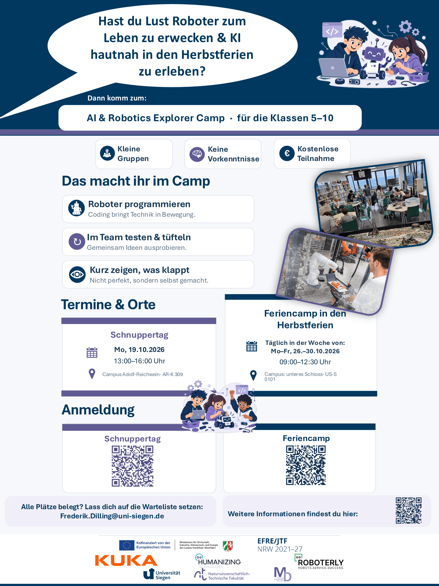 AI & Robotics Explorer Camp in Uni Siegen, Campus Unteres Schloss