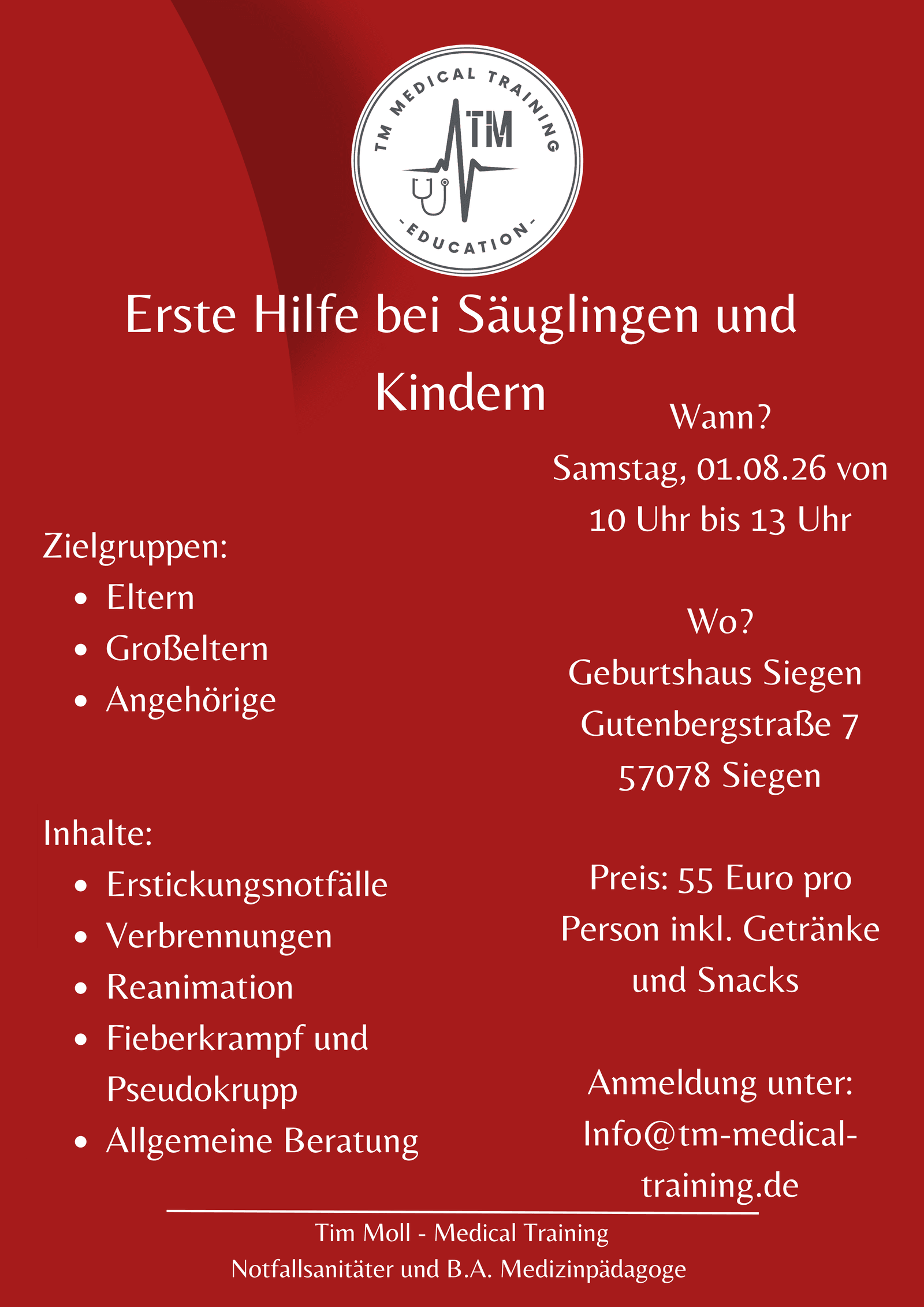 Erste Hilfe bei Säuglingen und Kindern in Geburtshaus Siegen
