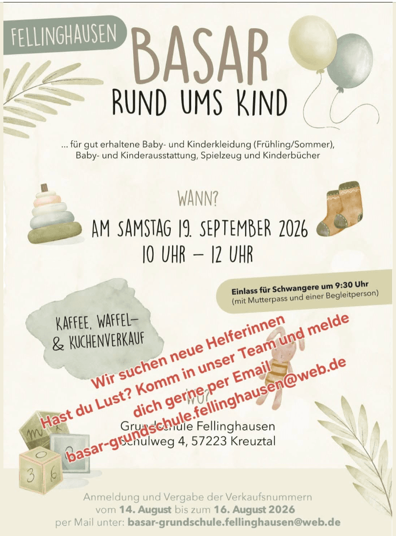 Basar rund ums Kind in Grundschule Fellinghausen