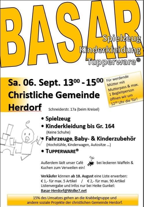 Kinderkleidung- und Tupperware-Basar in Christliche Gemeinde Herdorf