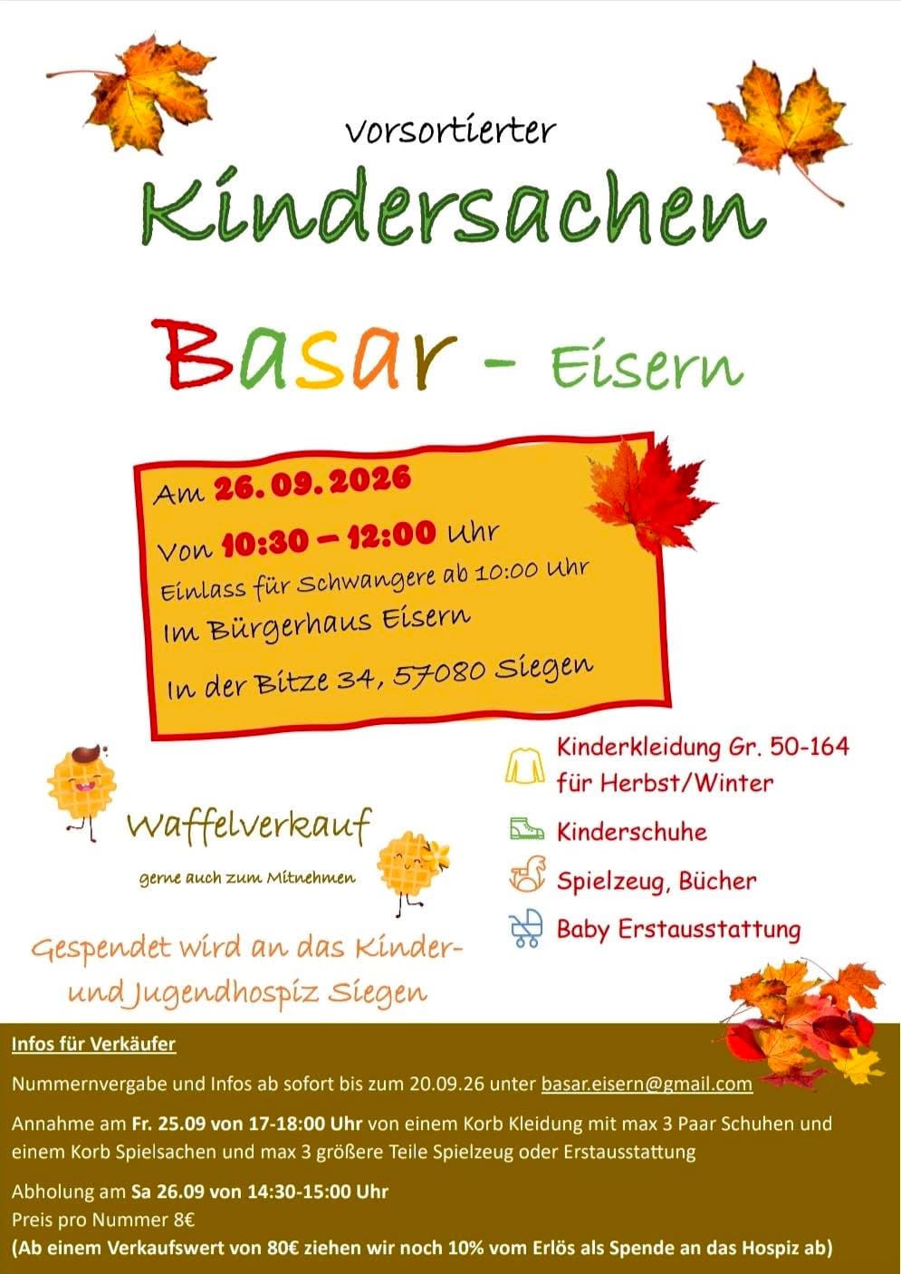 vorsortierter Kindersachen Basar - Eisern in Bürgerhaus Eisern