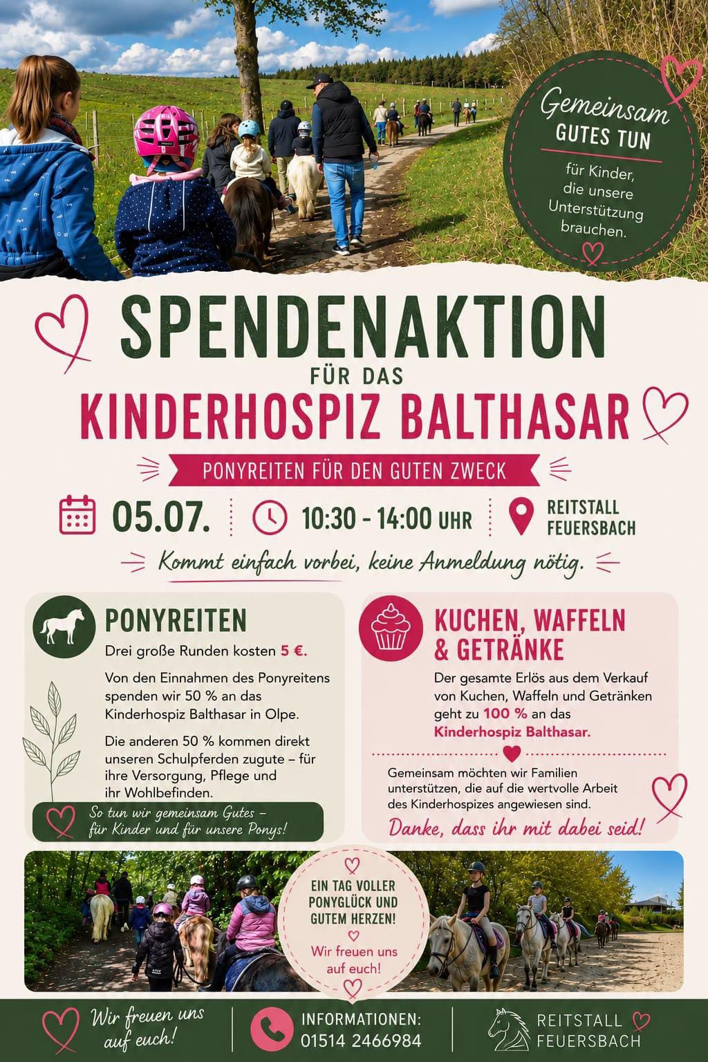 Ponyreiten für den guten Zweck in Reitstall Feuersbach