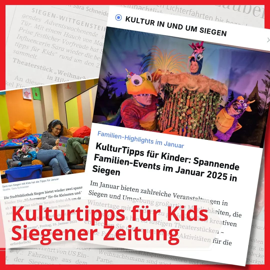 Wusstet ihr? Seit Mai 2023 darf ich regelmäßig unsere Highlights für Familien in der Region in der @SiegenerZeitung präsentieren – und das macht mich unglaublich glücklich! ✨ - Instagram Bild 1