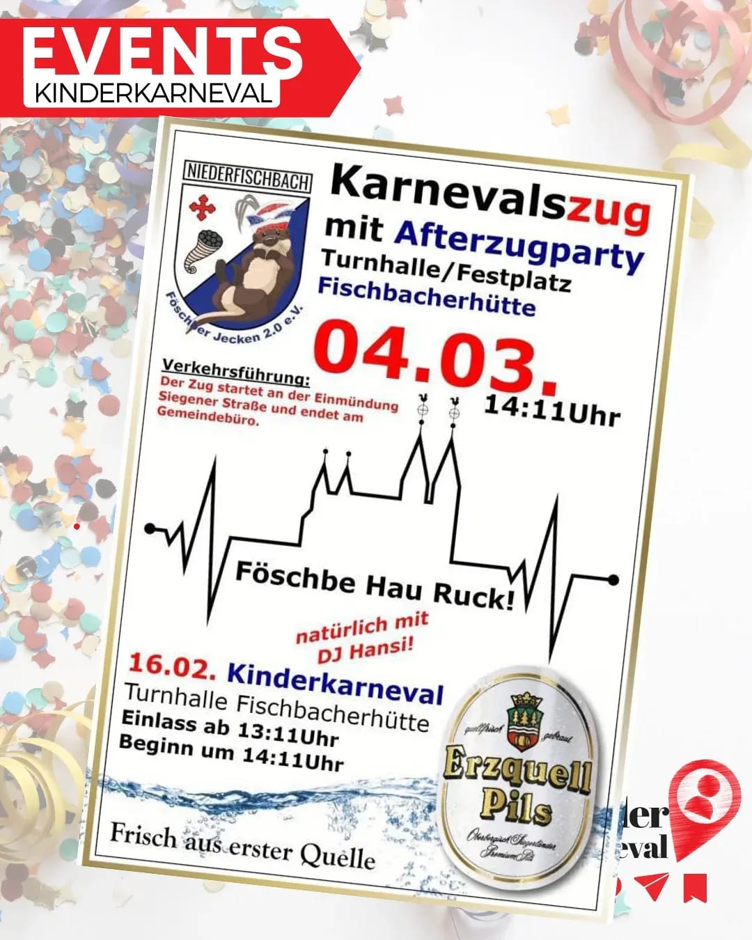 🥳 Lust auf Karneval? Hier sind vier weitere Kinderkarneval-Events in #Niederfischbach, #Siegen, und #Freudenberg! - Instagram Bild 1