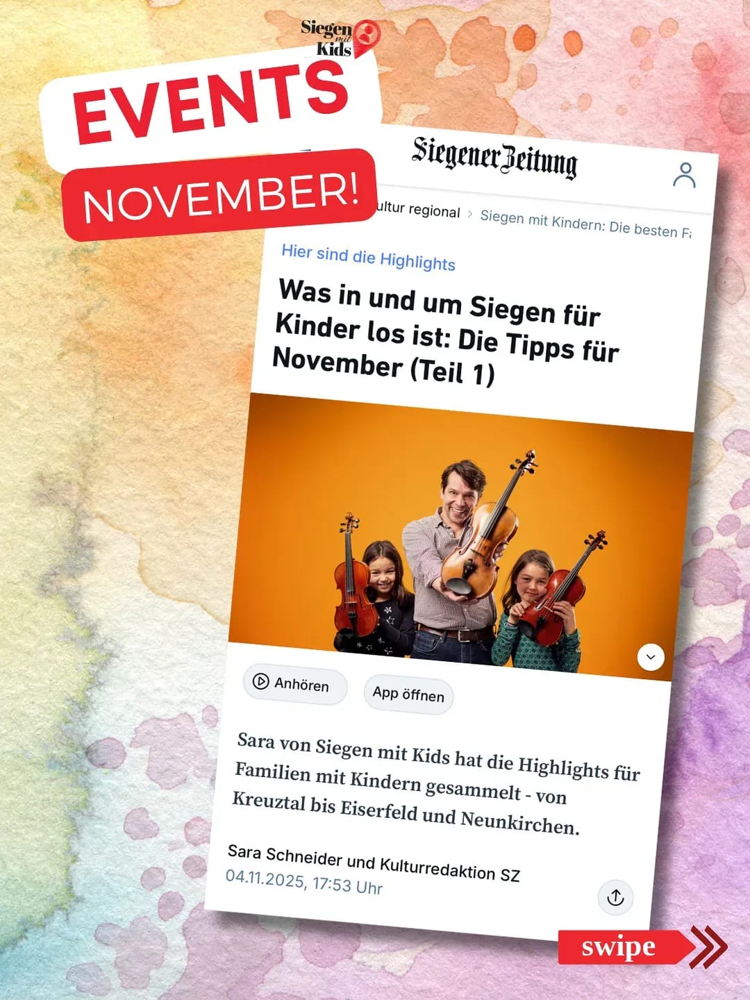 Hier sind die Events im November! Morgen poste ich die Flyer mit den Laternenumzügen, die ihr mir schickt 🙌🏽 - Instagram Bild 1