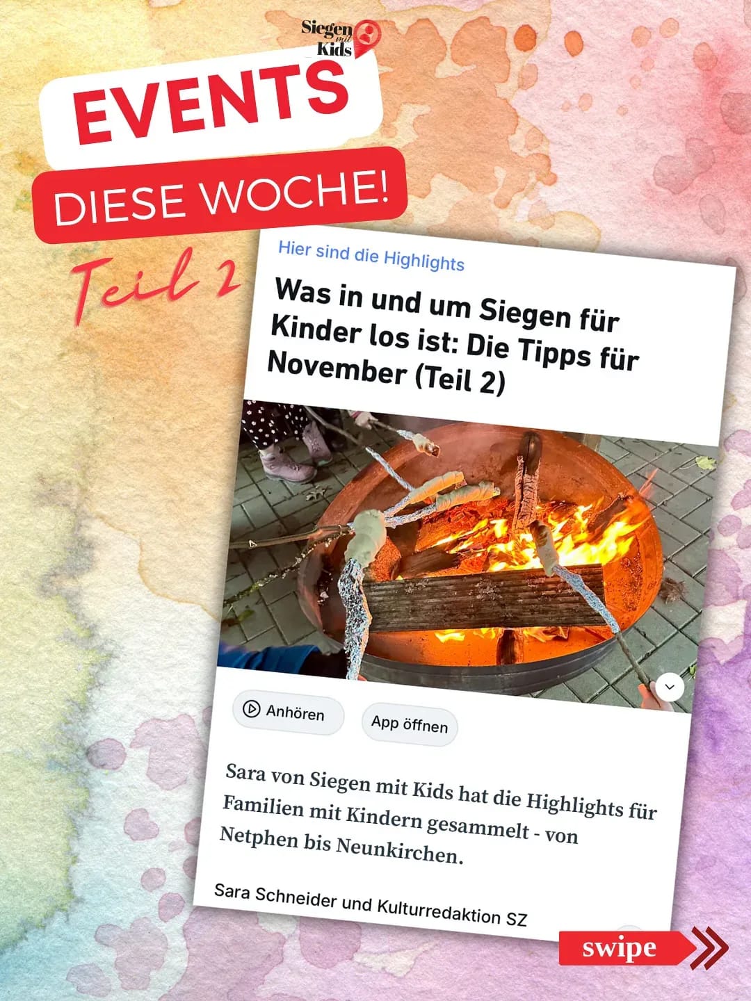 Die Tipps der Woche sind da! Introducing SiegenmitKids Song! 🎶😜 - Instagram Bild 1