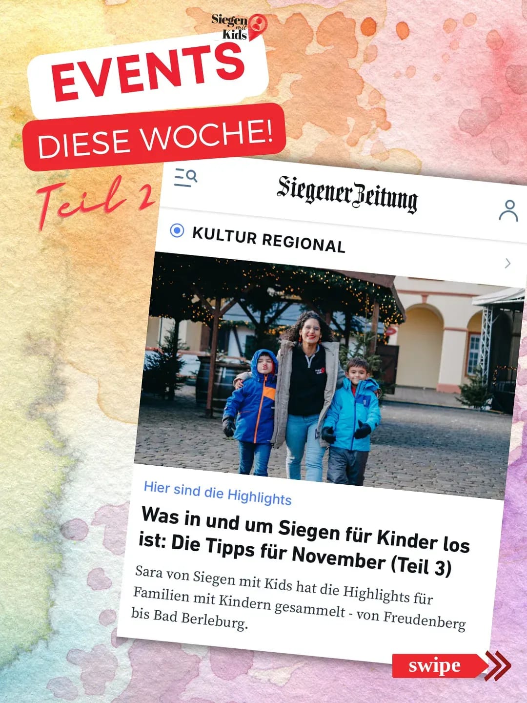 Die Tipps der Woche sind da! Schaut gern in meinen neuen Artikel in der SZ. Link wie immer in der Bio! https://www.siegener-zeitung.de/kultur - Instagram Bild 1