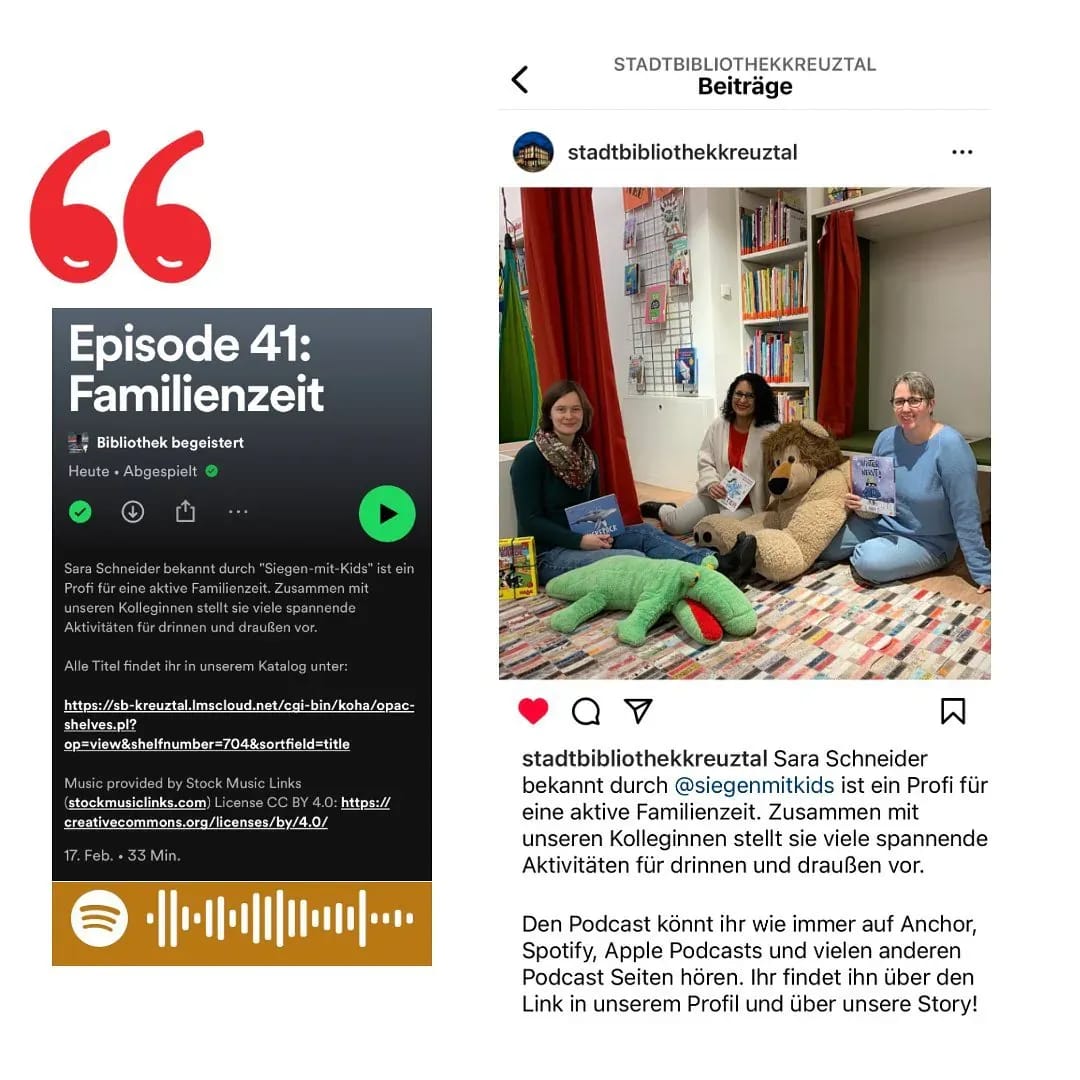💫Was eine Freude, zum Podcast der @StadtBibliothekKreuztal eingeladen zu sein, von der wir große Fans sind! 🤩 - Instagram Bild 1