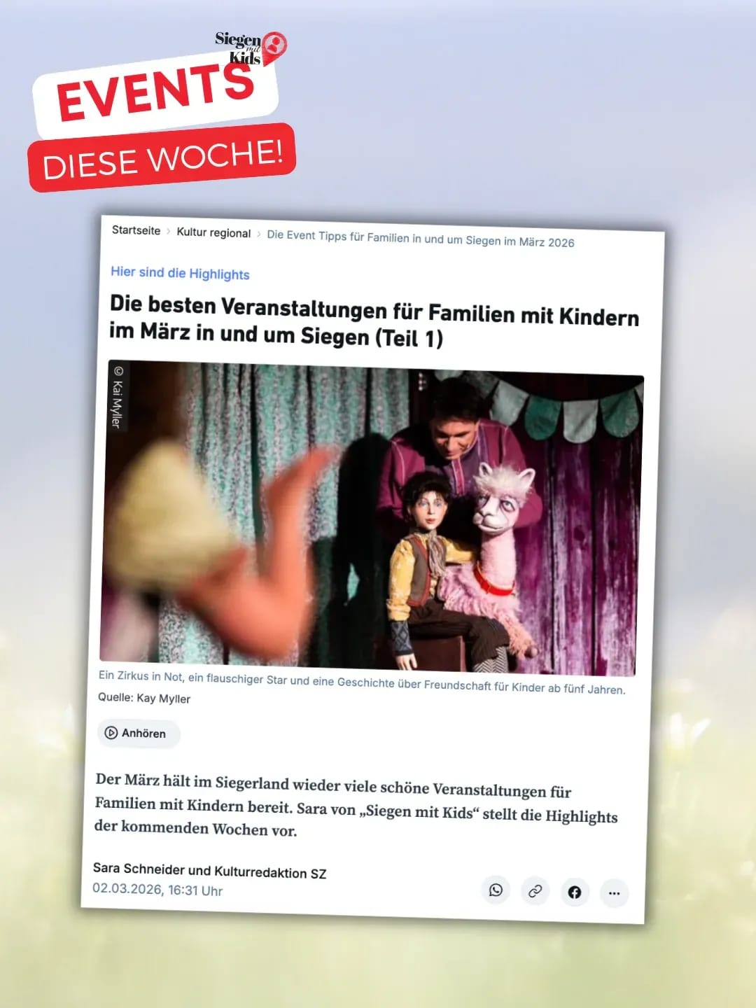 Alle Eventtipps der Woche habe ich für euch in meinem wöchentlichen, kostenlosen Artikel in der Siegener Zeitung gesammelt. - Instagram Bild 1