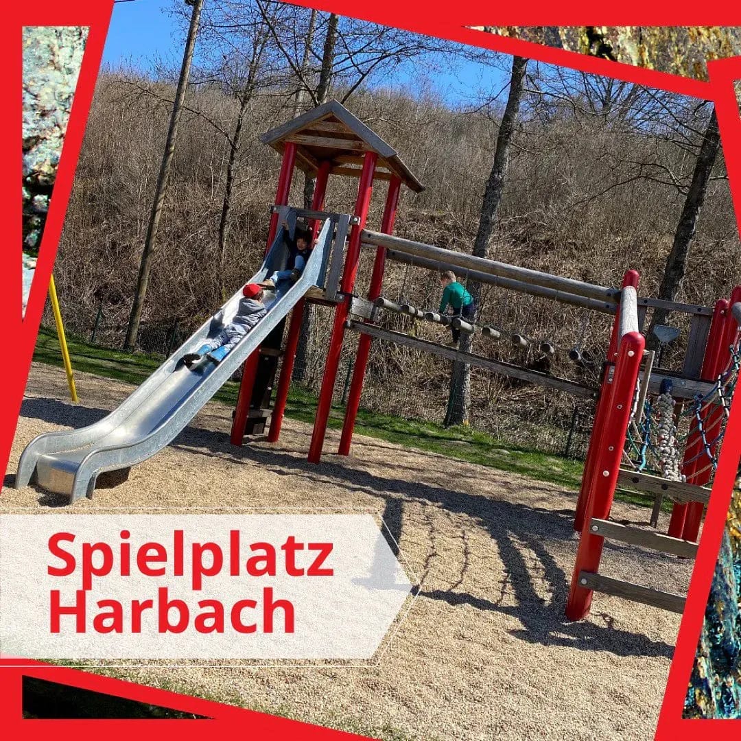Sooo! Dieser Spielplatz ist in Harbach: und wir sind noch dran weitere Spielplätze und Parks mit Bäche oder Wasserspielmöglichkeiten zu präsentieren! 💦 - Instagram Bild 1