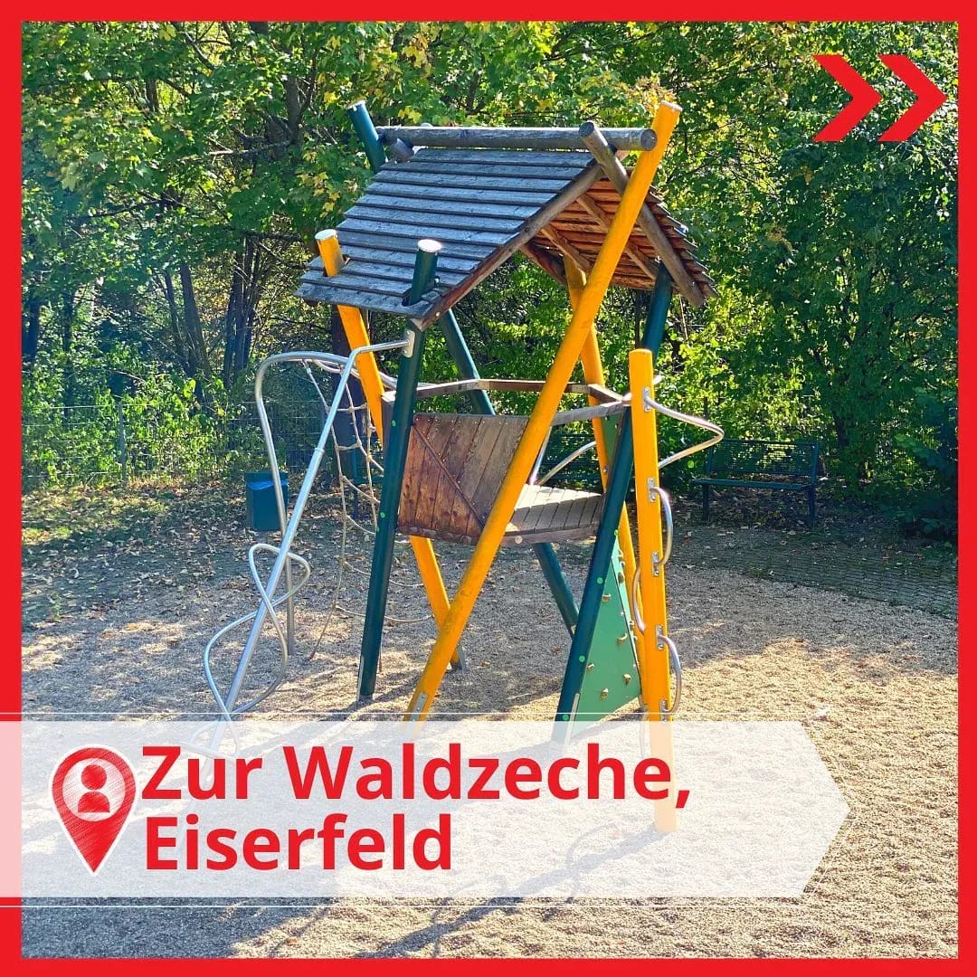 Heute haben wir den Spielplatz „Zur Waldzeche“ besucht, und waren sehr positiv überrascht, wie schön er ist! - Instagram Bild 1
