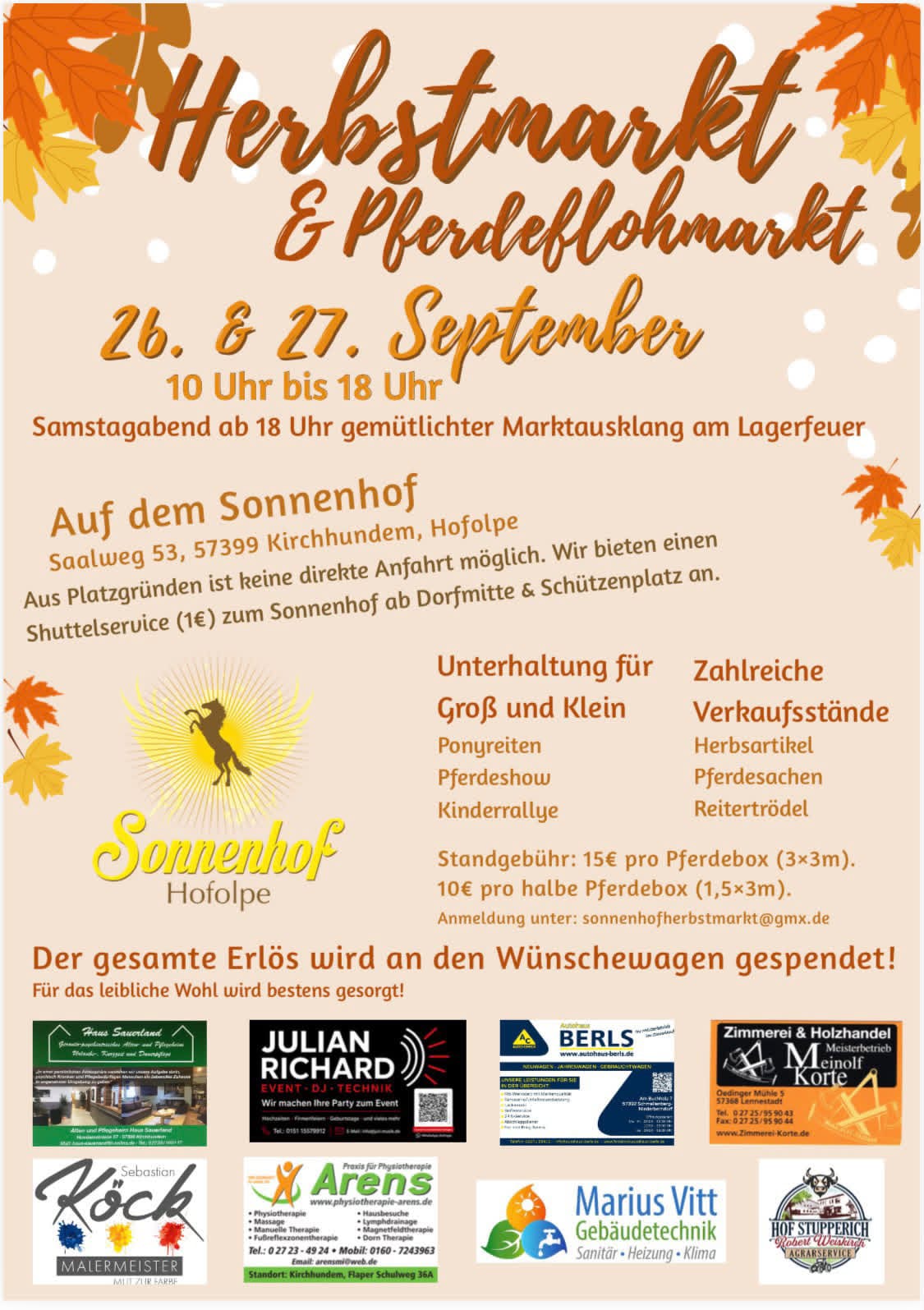 Herbstmarkt Pferdeflohmarkt in Kirchhundem in Sonnenhof