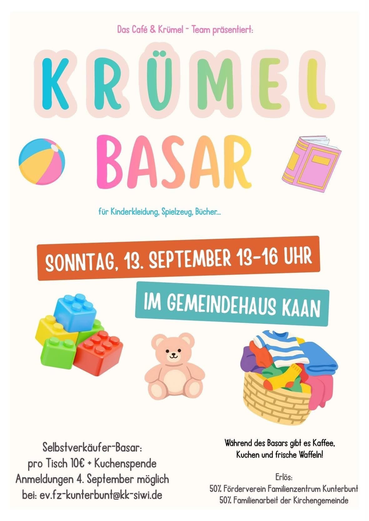 Krümel Basar in Gemeindehaus Kaan