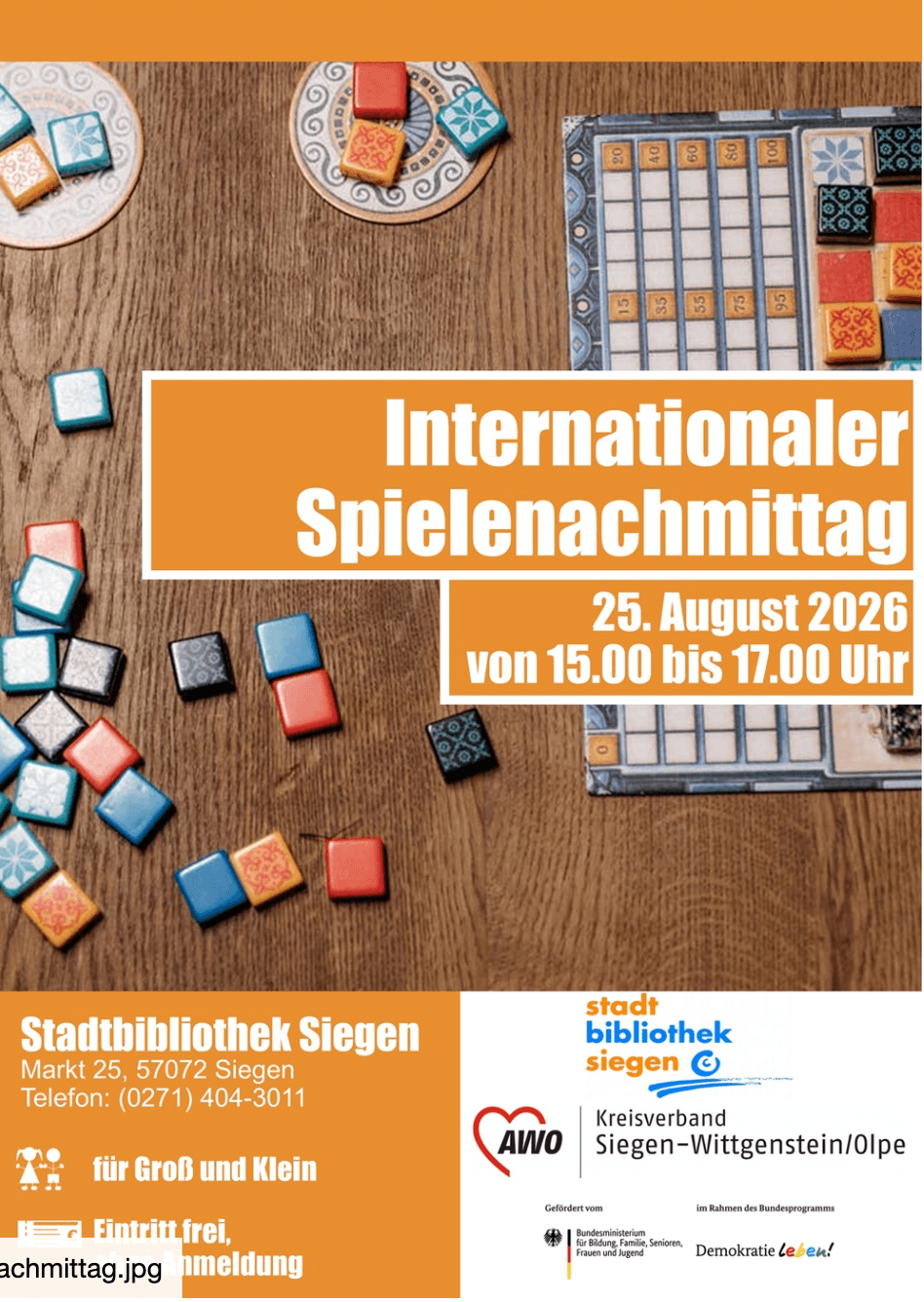 Internationaler Spielenachmittag in Stadtbibliothek Siegen