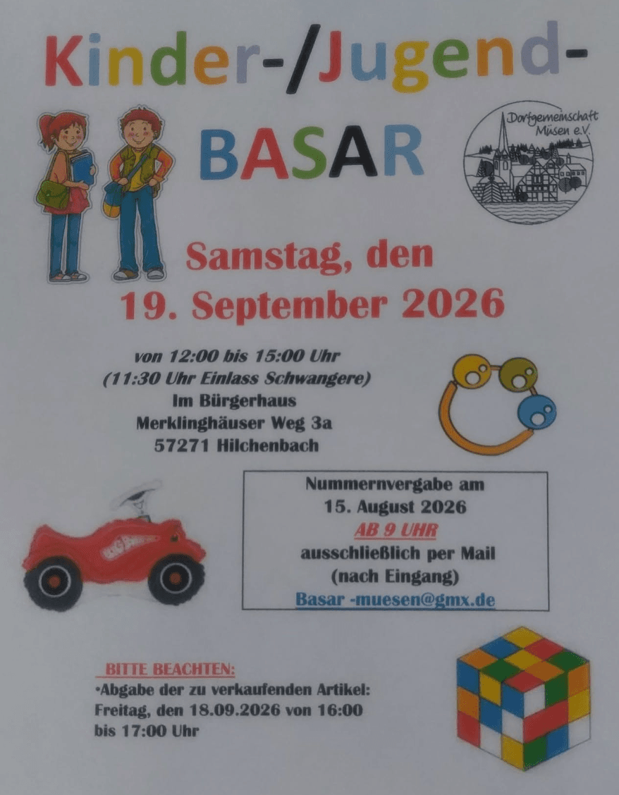 Kinder-/Jugend-Dorfgemeinschafts-Basar in Bürgerhaus