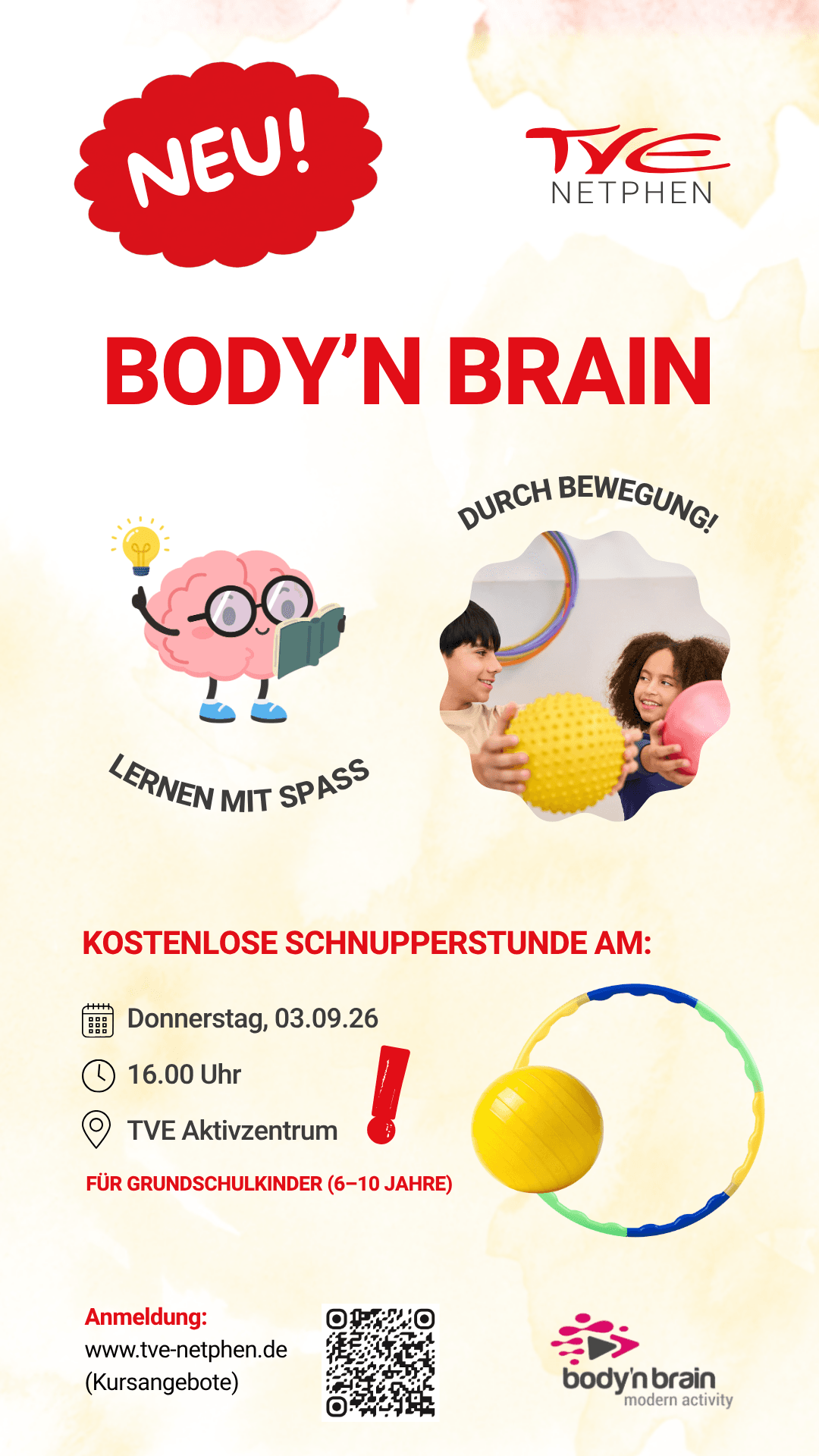 Body'n Brain – durch Bewegung lernen mit Spaß in TVE Aktivzentrum