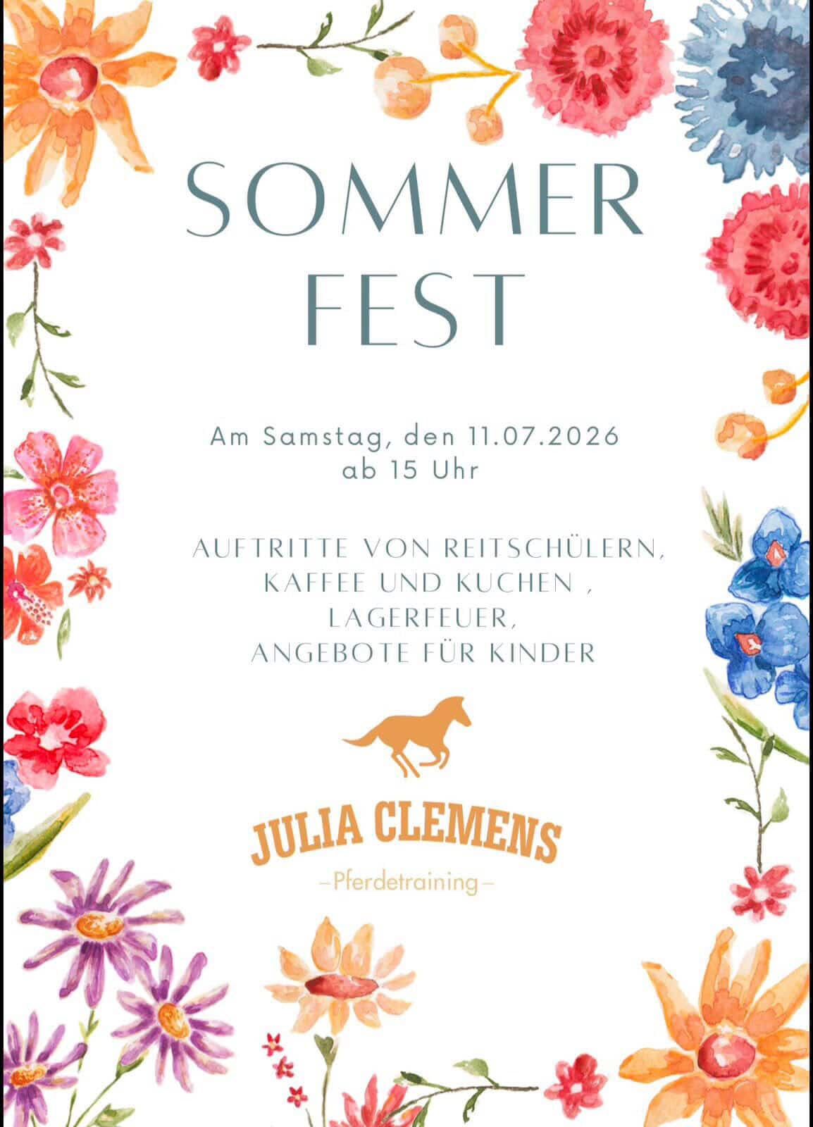 Sommerfest in Clemens Julia - Pferdetraining