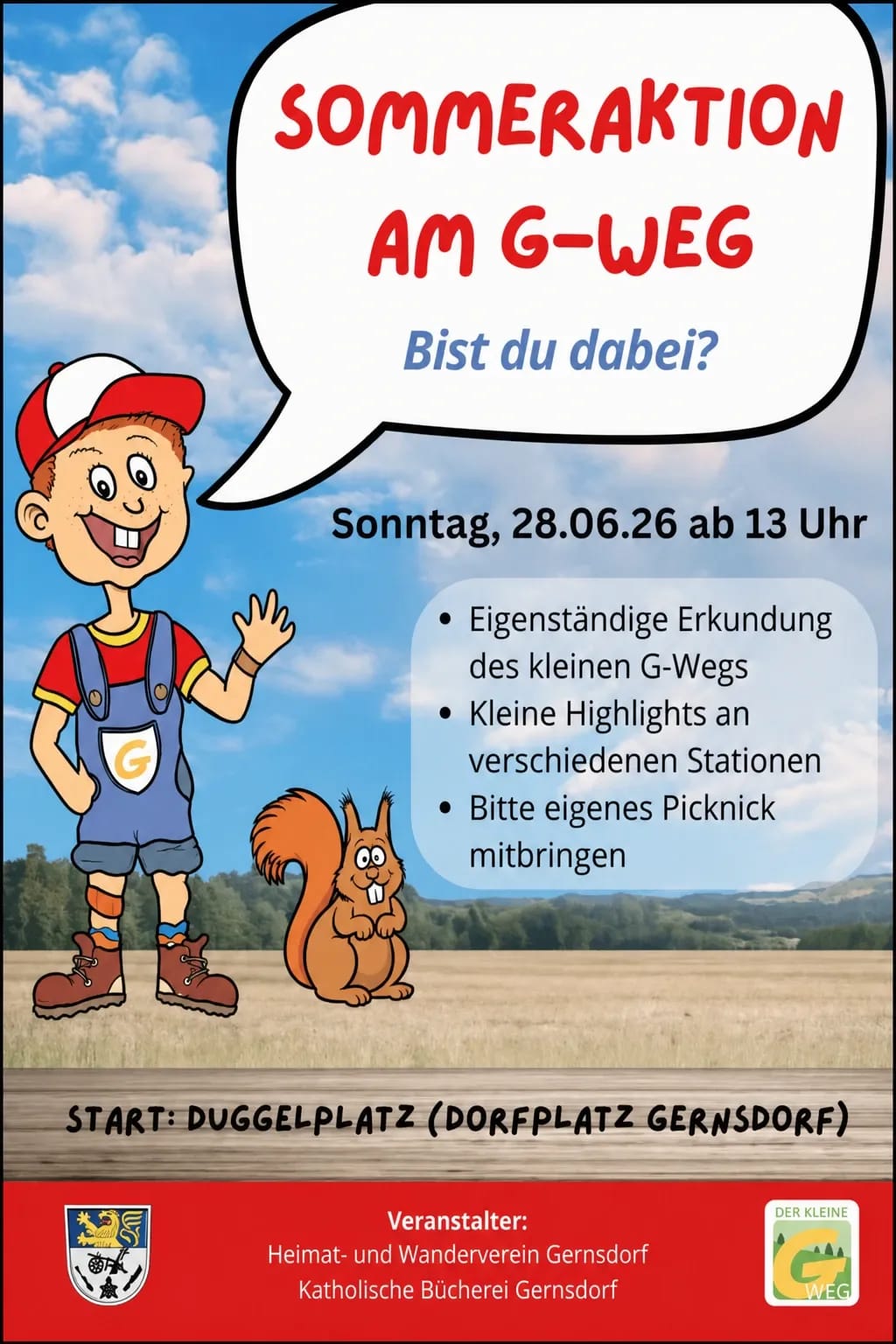 SOMMERAKTION AM G-WEG in Duggelplatz (Dorfplatz Gernsdorf)