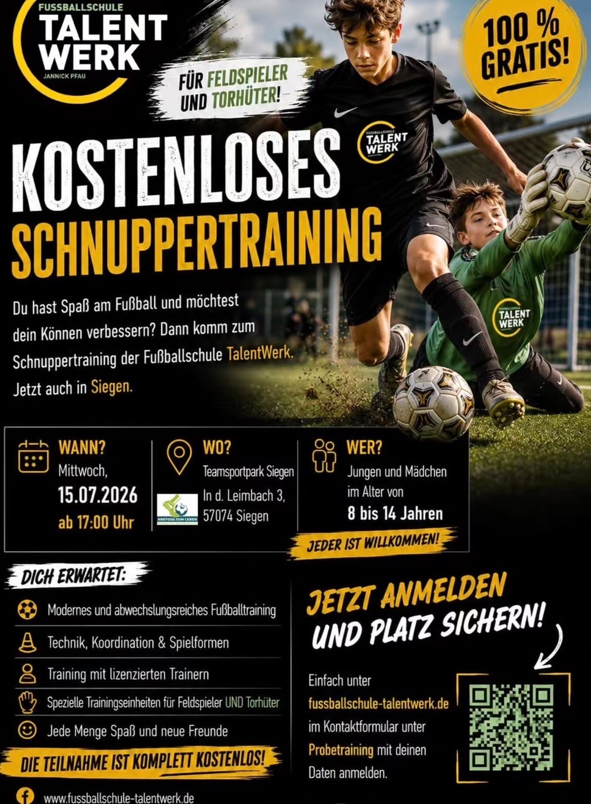 Kostenloses Schnuppertraining in Teamsportpark Siegen
