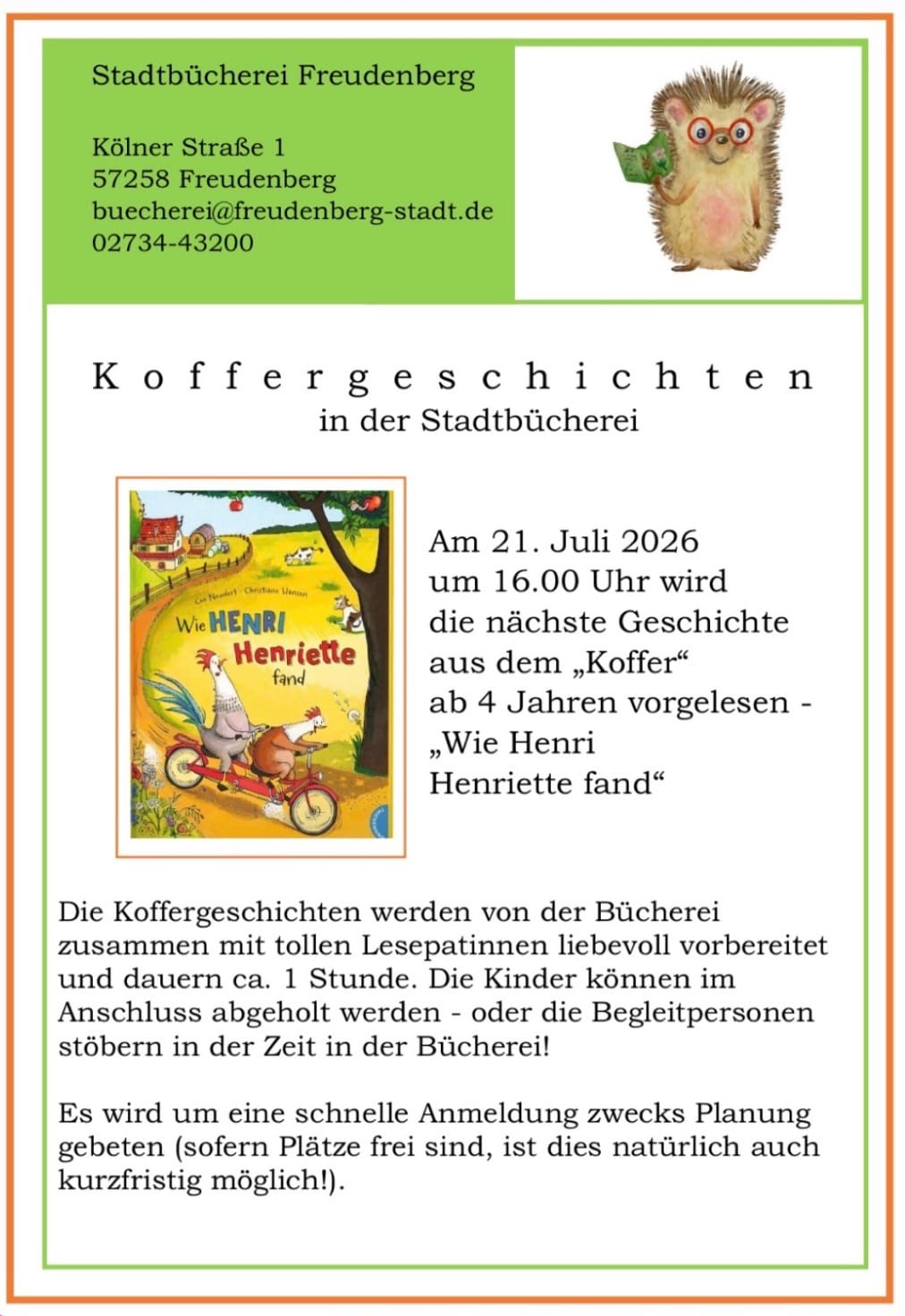 Koffergeschichten in der Stadtbücherei in Stadtbücherei Freudenberg