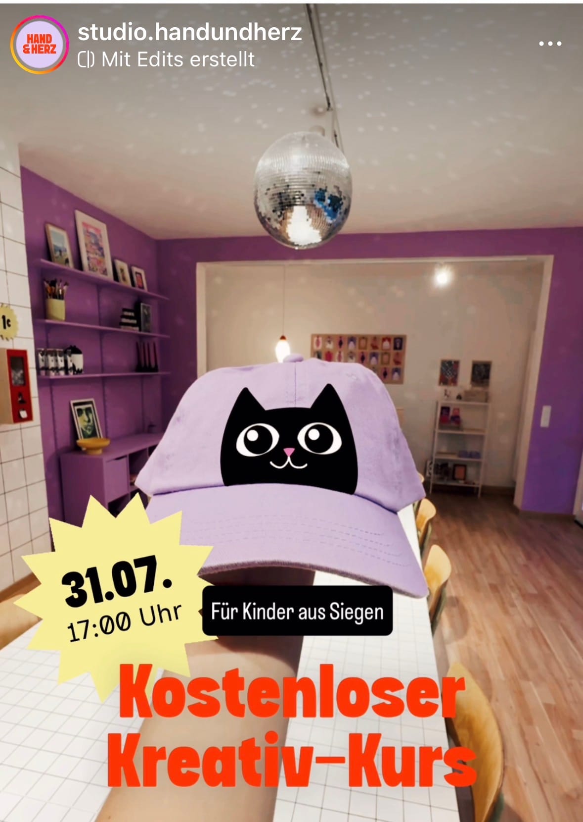 Kostenloser Kreativ-Kurs in HAND & HERZ Kreativstudio