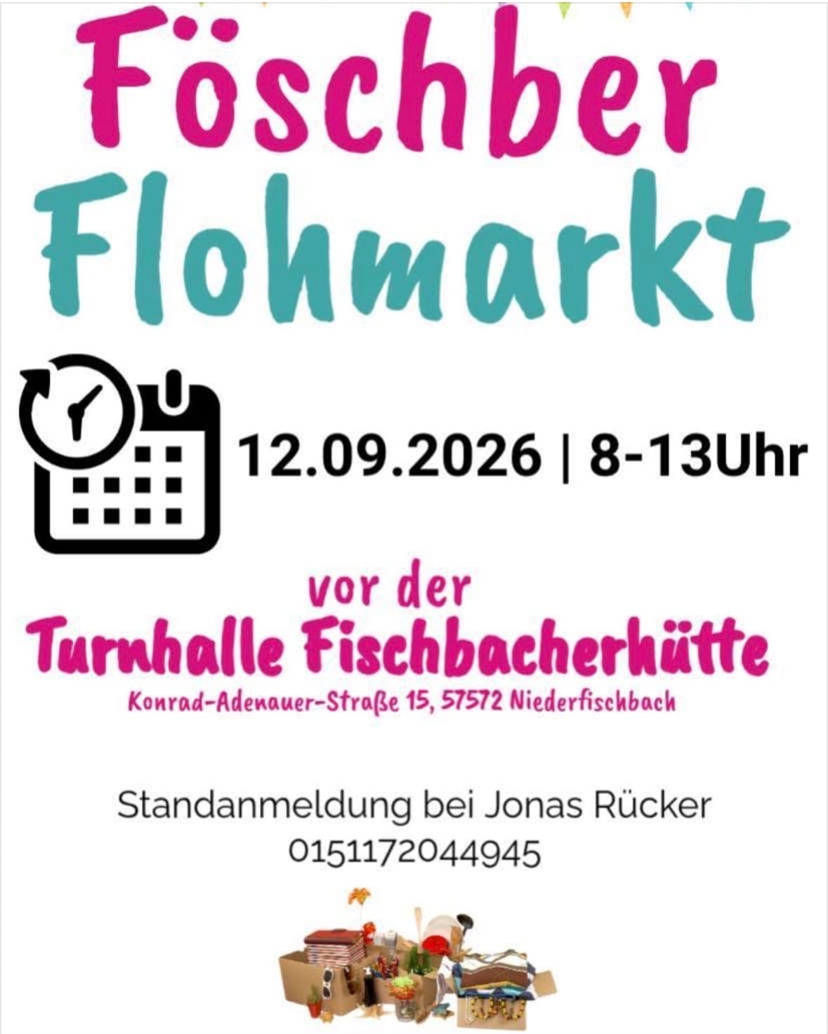 Föschber Flohmarkt in Turnhalle Fischbacherhütte
