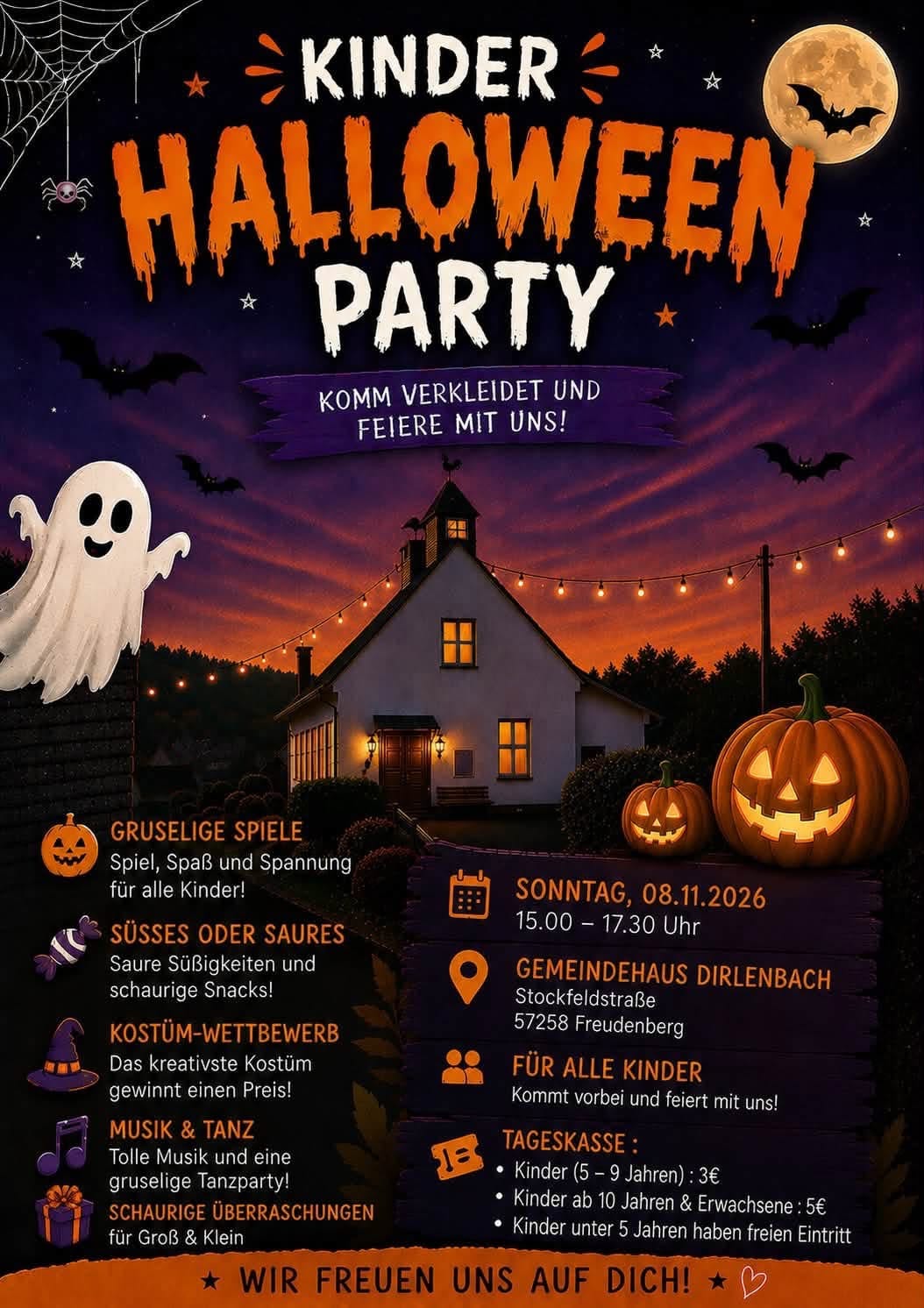 Kinder-Halloween-Party in Gemeindehaus Dirlenbach