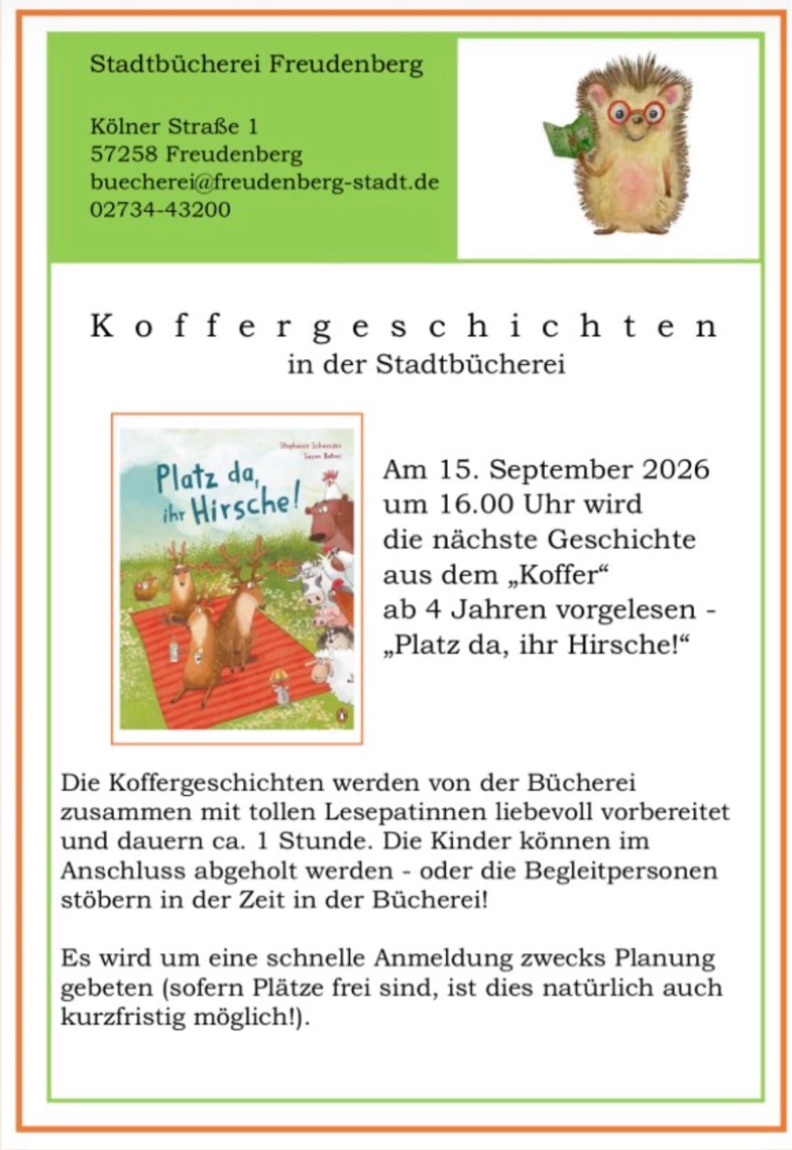 Koffergeschichten in der Stadtbücherei in Stadtbücherei Freudenberg