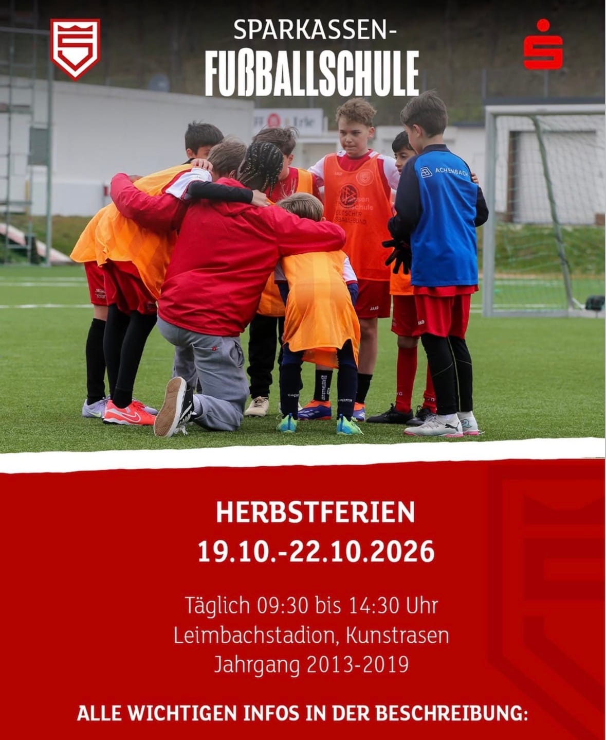 Sparkassen-Fußballschule der Sportfreunde Siegen Herbstferien in Leimbachstadion, Kunstrasen