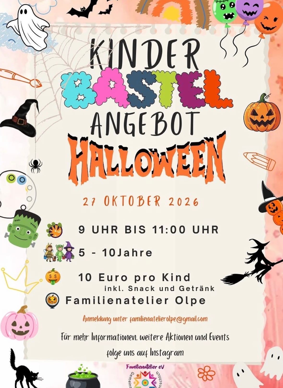 Kinder Bastel Angebot Halloween in Olpe in Familienatelier Olpe