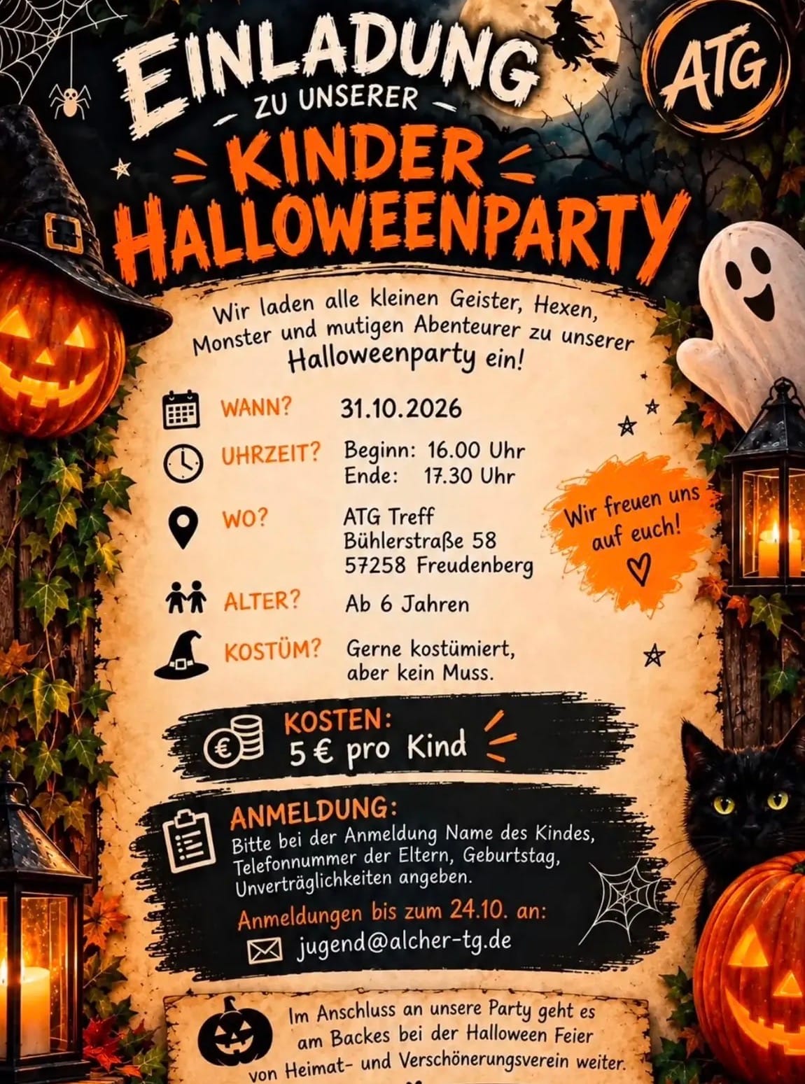 Kinder Halloweenparty ATG in ATG Treff Alchen