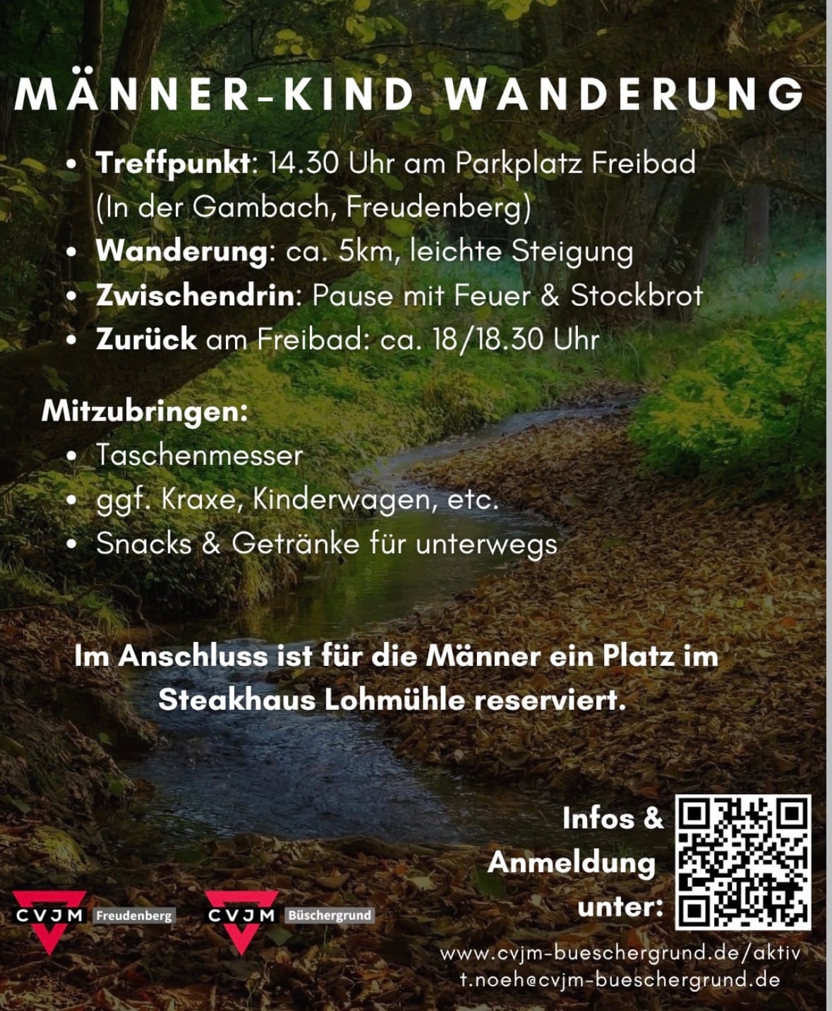 MÄNNER-KIND WANDERUNG in Warmwasserfreibad in der Gambach