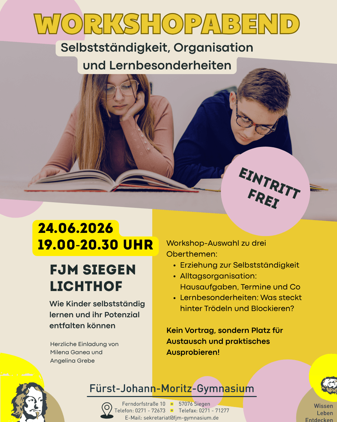 Workshopabend Selbstständigkeit, Organisation und Lernbesonderheiten in LICHTHOF, Fürst-Johann-Moritz-Gymnasium