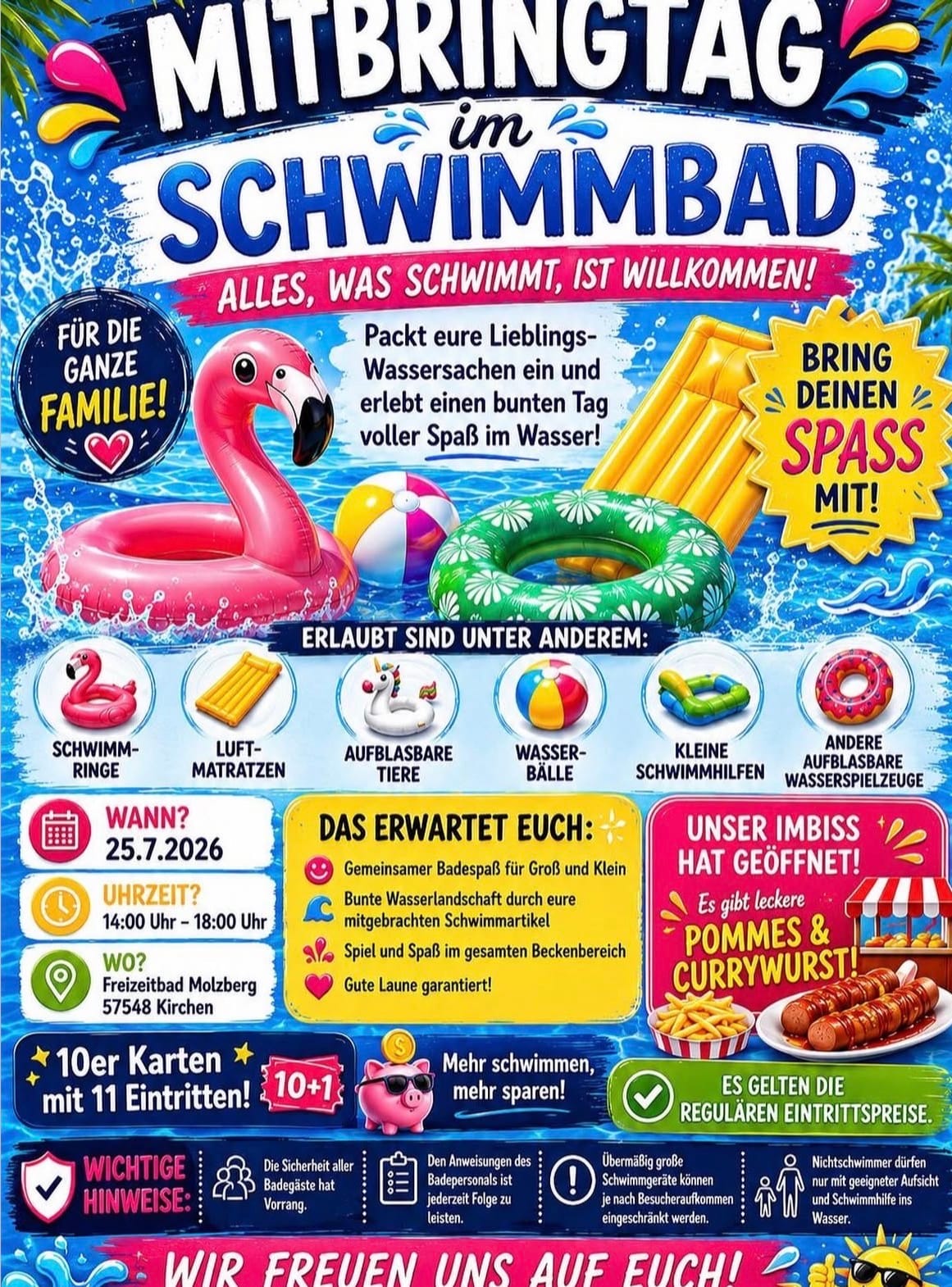 MITBRINGTAG IM FREIZEITBAD MOLZBERG! in Molzbergbad