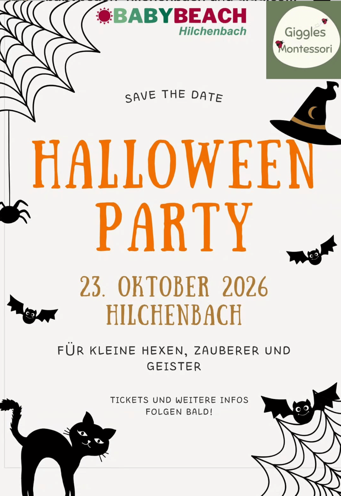 Save the Date! Halloween-Party in Baby Beach Hilchenbach mit Giggles Montessori in BabyBeach Hilchenbach