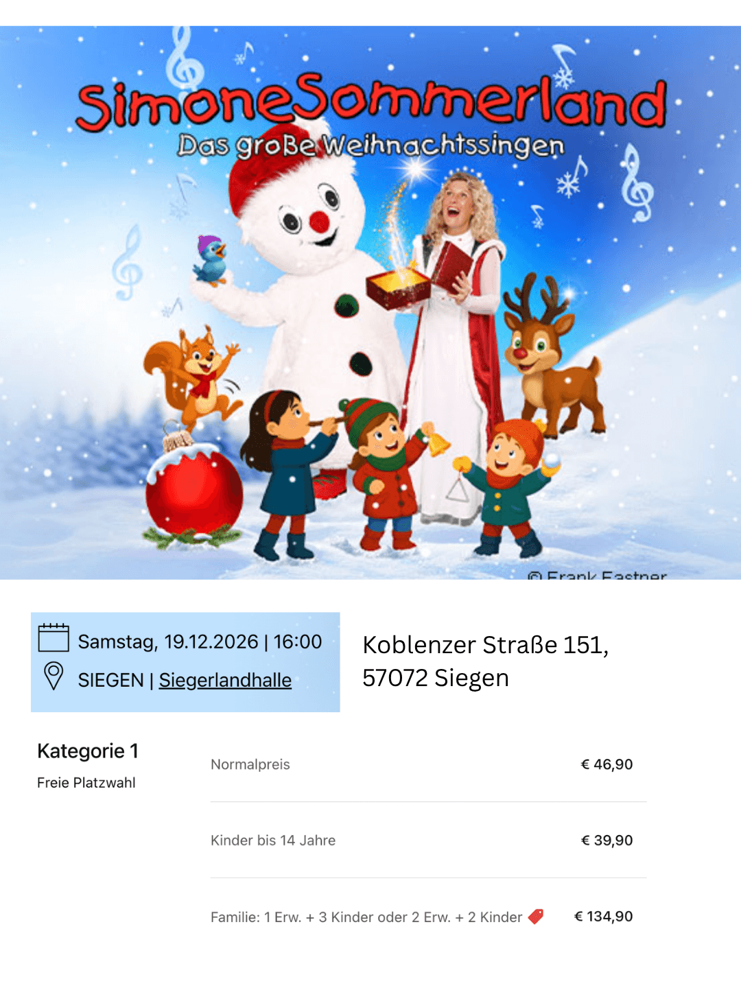 Das große Weihnachtssingen in Siegerlandhalle