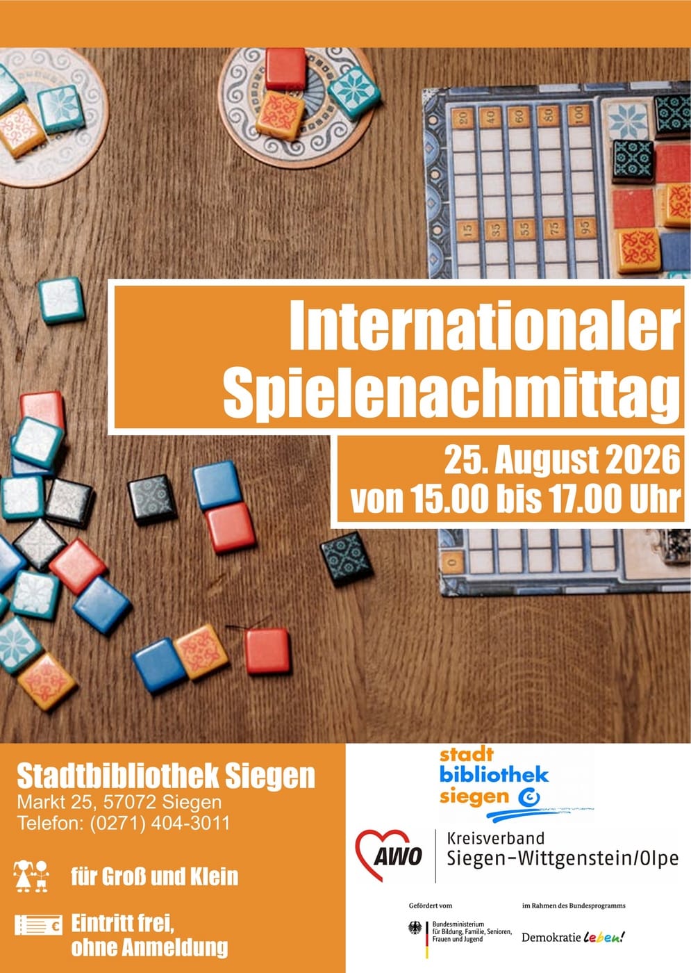 Internationaler Spielenachmittag in Stadtbibliothek Siegen