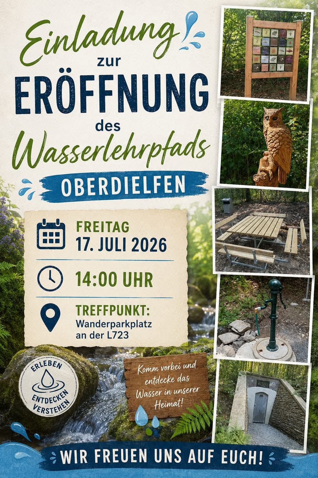 Eröffnung des Wasserlehrpfads Oberdielfen in Wanderparkplatz an der L723
