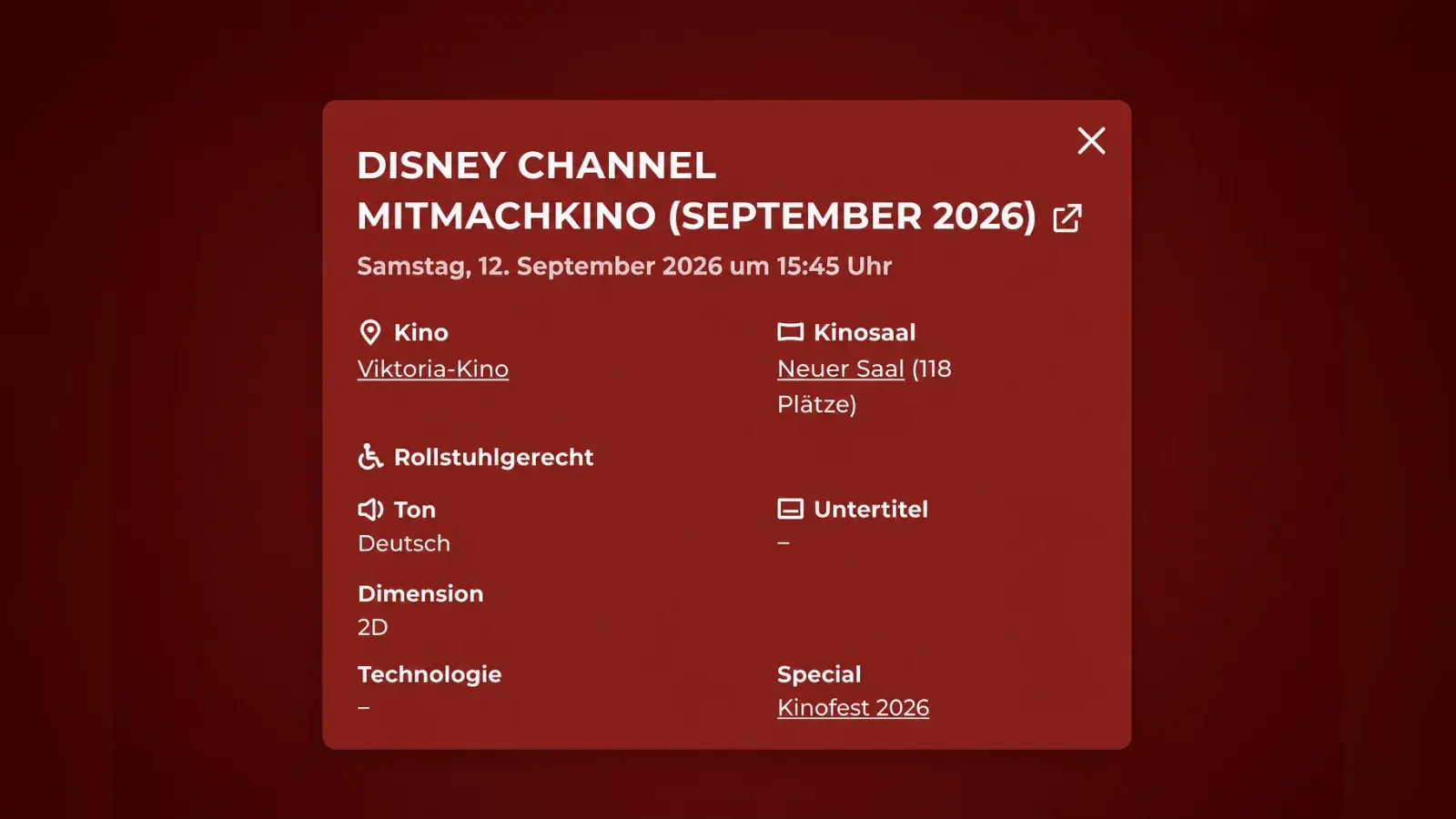 Hero-Bild für Disney Channel Mitmachkino (September 2026)