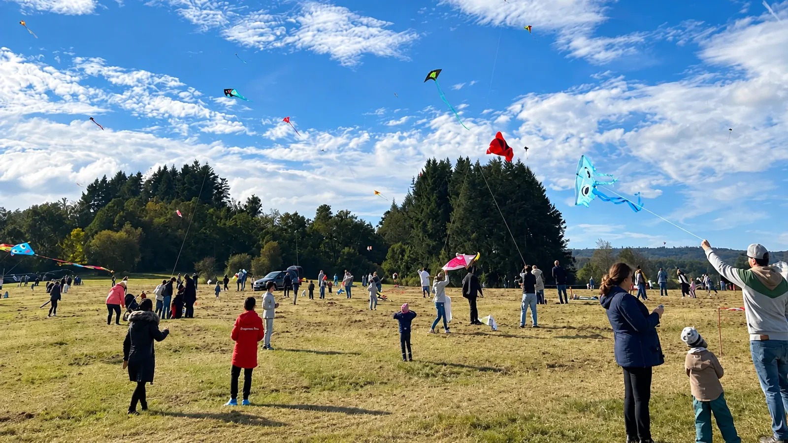 Drachenfest Haiger in Wiesen am Rand des Sportplatzes „Haarwasen“