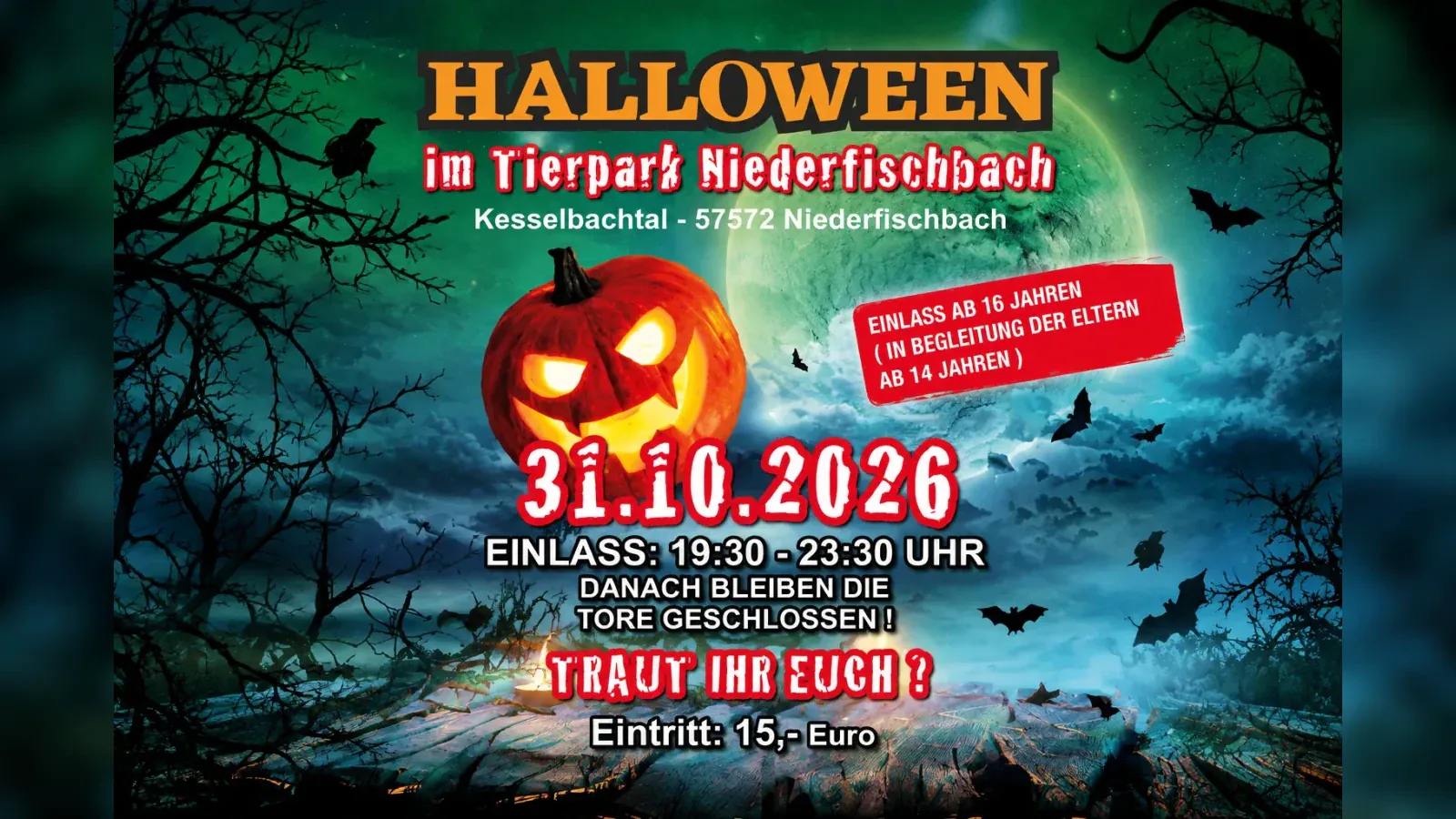 Hero-Bild für Halloween im Tierpark Niederfischbach