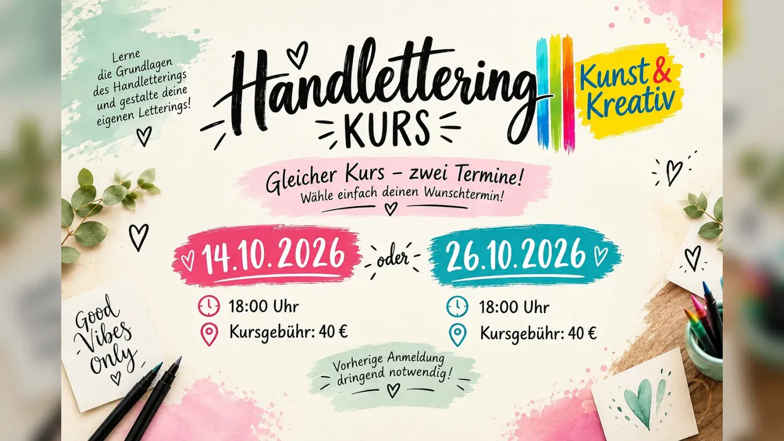 Hero-Bild für Handlettering-Kreativkurs