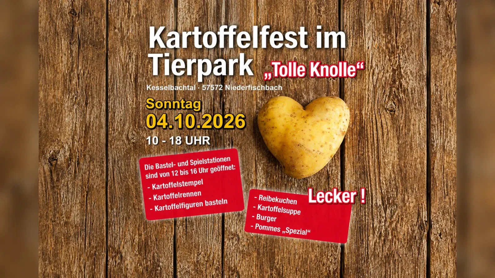 Hero-Bild für Kartoffelfest im Tierpark „Tolle Knolle“