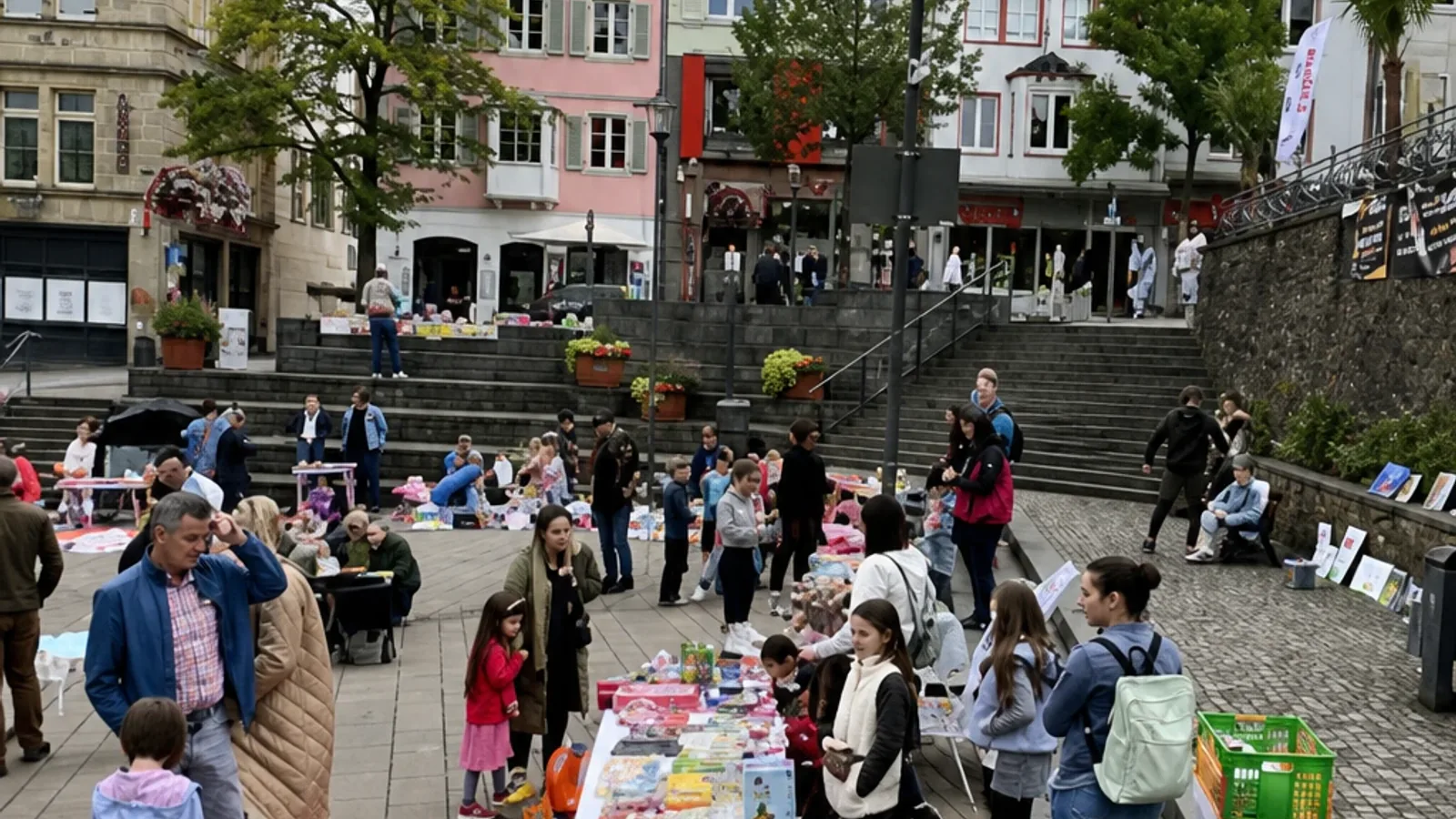 Kinderflohmarkt auf dem Kornmarkt (Rathausplatz) in Rathaus Siegen, Kornmarkt/Oberstadt