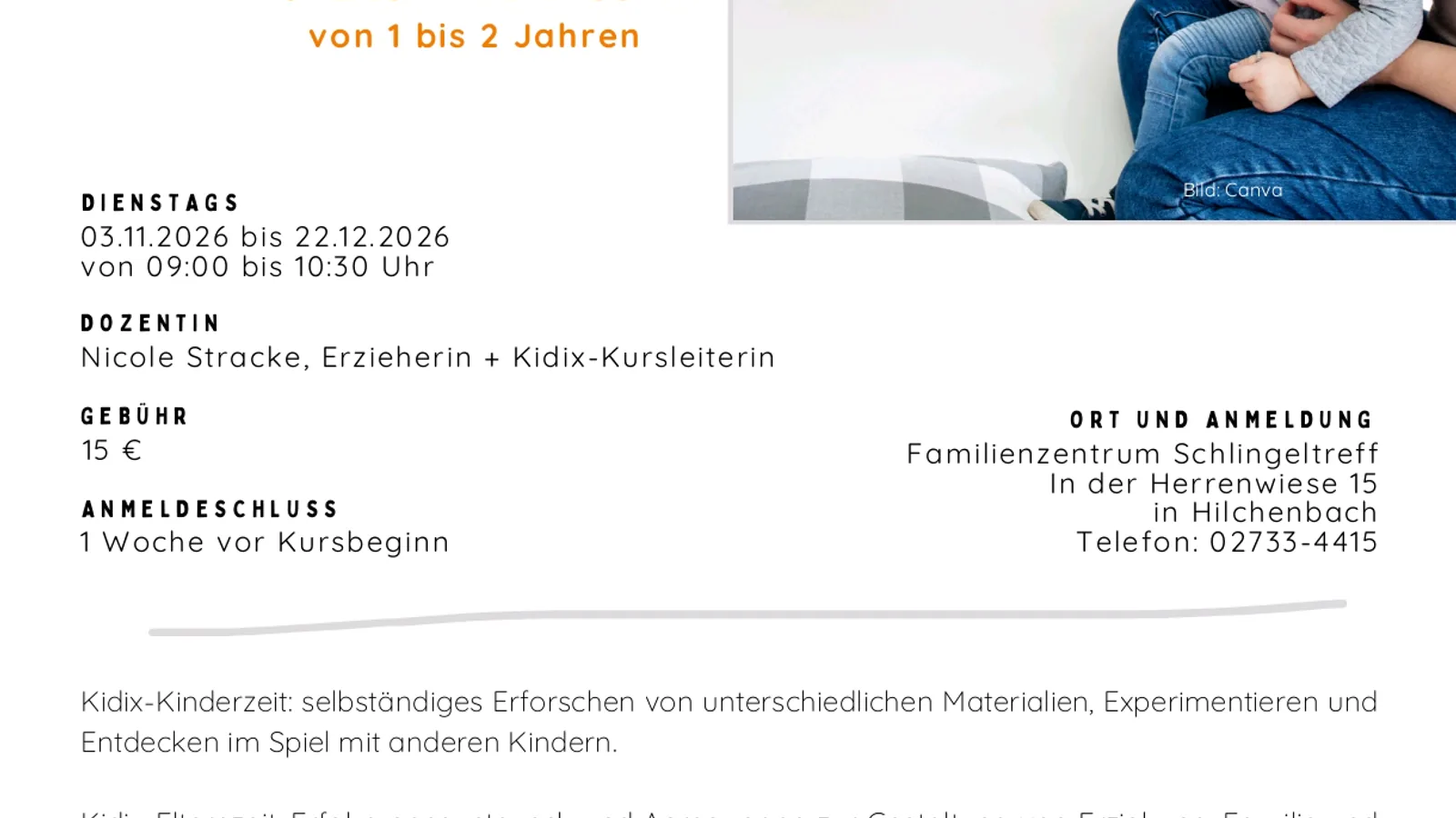 KIDIX ELTERN-KIND-KURS in Familienzentrum Schlingeltreff