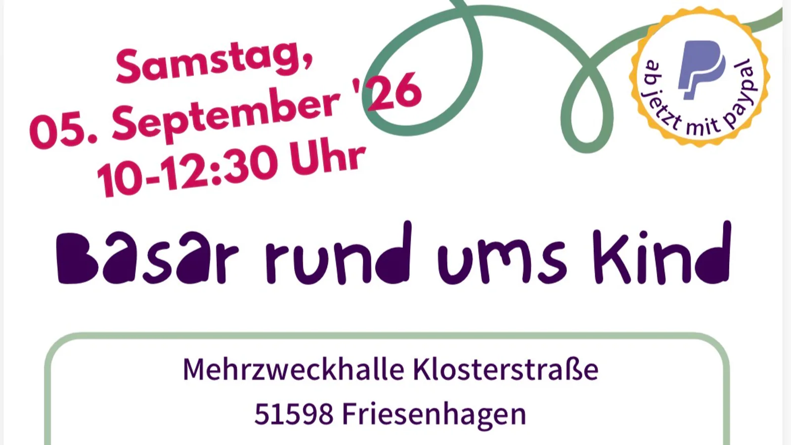 Basar rund ums Kind - Friesenhagen in Mehrzweckhalle Klosterstraße